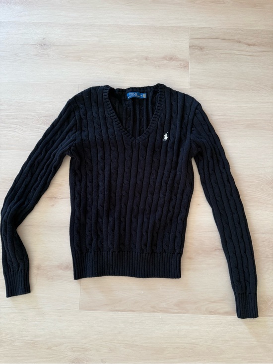Polo Ralph Lauren Sweaters - Polo Ralph Lauren Black Cable Knit V-Neck Sweater